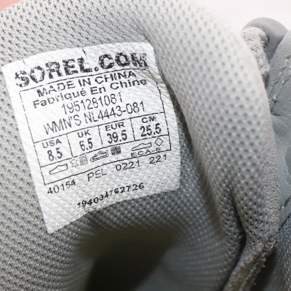 Sorel Womens Out N About Boots Size 8.5 Waterproof Gray Suede Wedge Heel Lace Up
